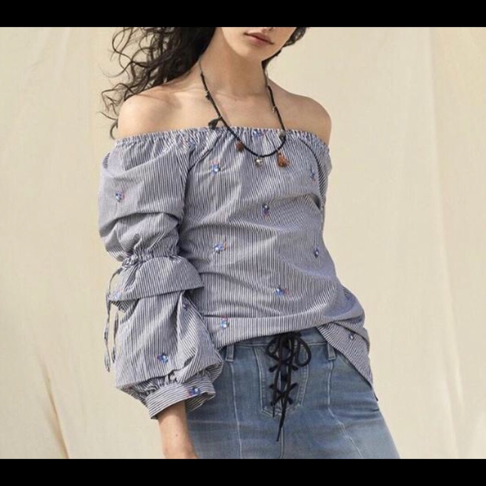 Sanctuary Boat Neckline Folded Tiered Sleeve Top S